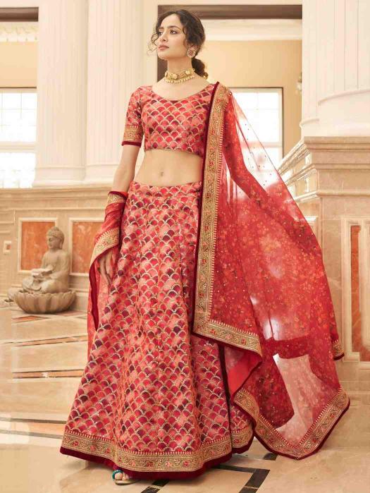 Zeel Cultural vol 2 Art Silk Red Designer wholesale lehenga choli